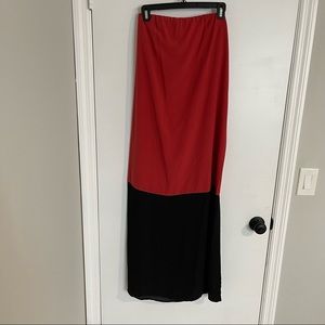 Loft Medium Petit Red and Black strapless dress